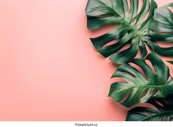 Tropical Leaves on a Pink Background
