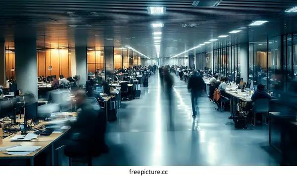 Busy Working Office Space with Many People