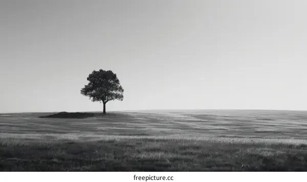 Desolate Tree in Vast Field