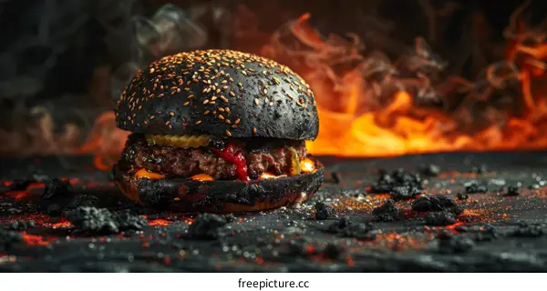 Flaming Black Burger