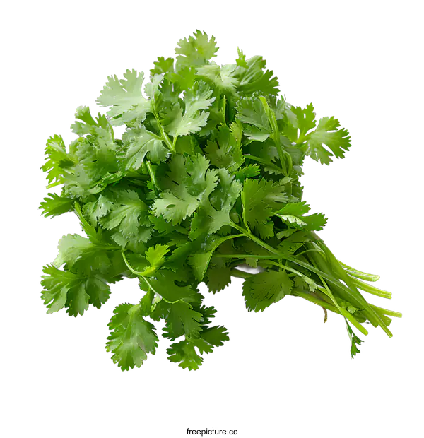 [Transparent Background PNG]Fresh cilantro leaves on white background