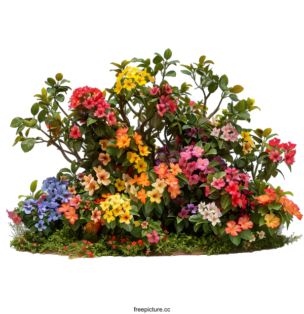 [Transparent Background PNG]Colorful flowers in the garden