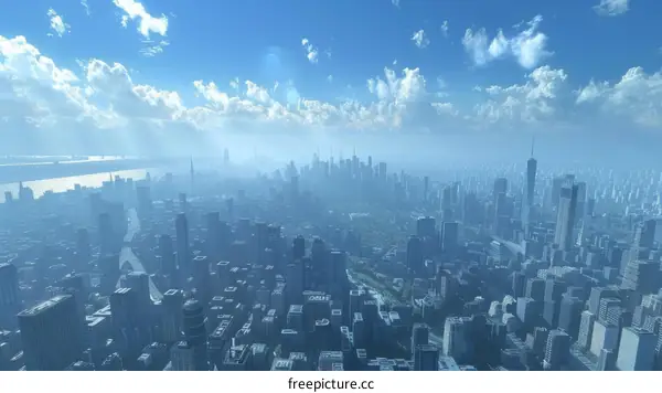Futuristic Cityscape Aerial View