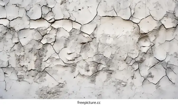 Cracked and Weathered White Painted Wall Texture