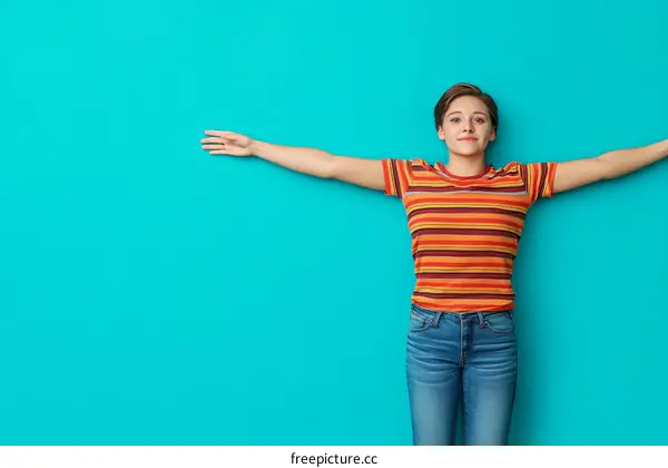 Relaxed Teen Girl in Striped Shirt