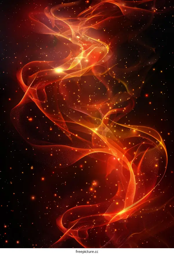 red fiery abstract shapes on black background