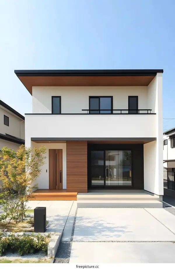 Modern Two Story House with Wooden Accents