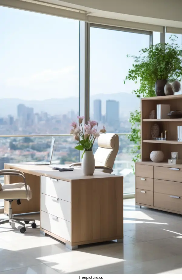 Modern Office Interior with City View