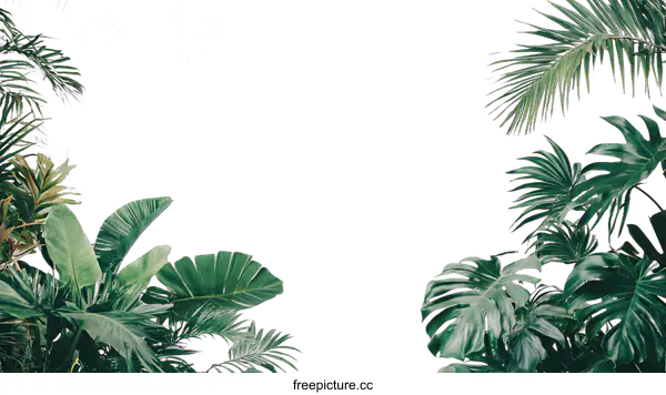 [Transparent Background PNG]Tropical Leaves with White Background