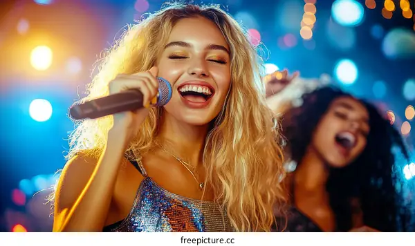 Two Women Singing on Stage