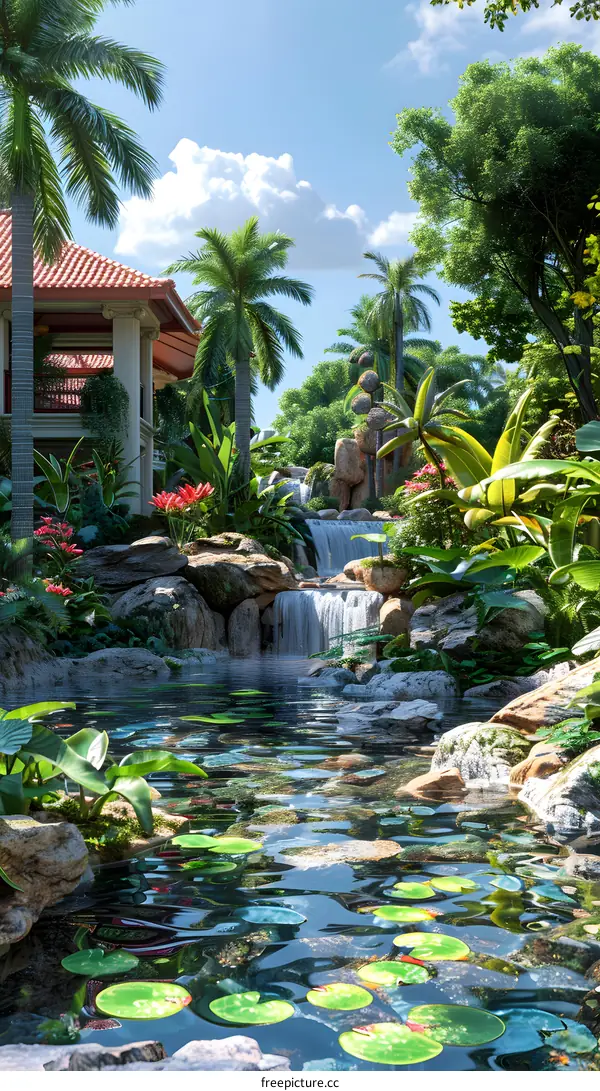 Luxury villa in tropical rainforest