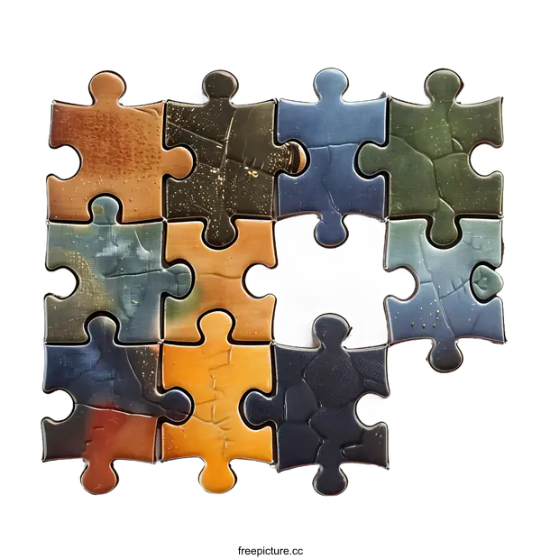 [Transparent Background PNG]Incomplete Puzzle With Different Colored Pieces