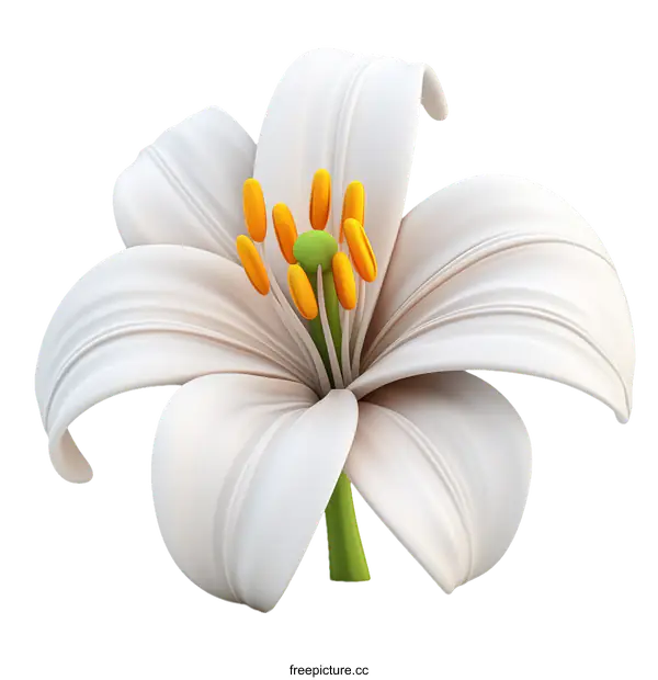 [Transparent Background PNG]Beautiful White Lily Flower Illustration