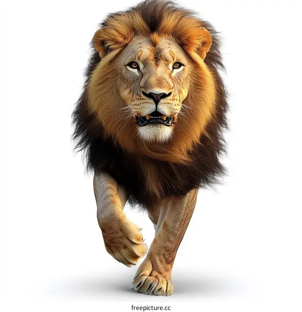 Majestic Lion in Powerful Stride