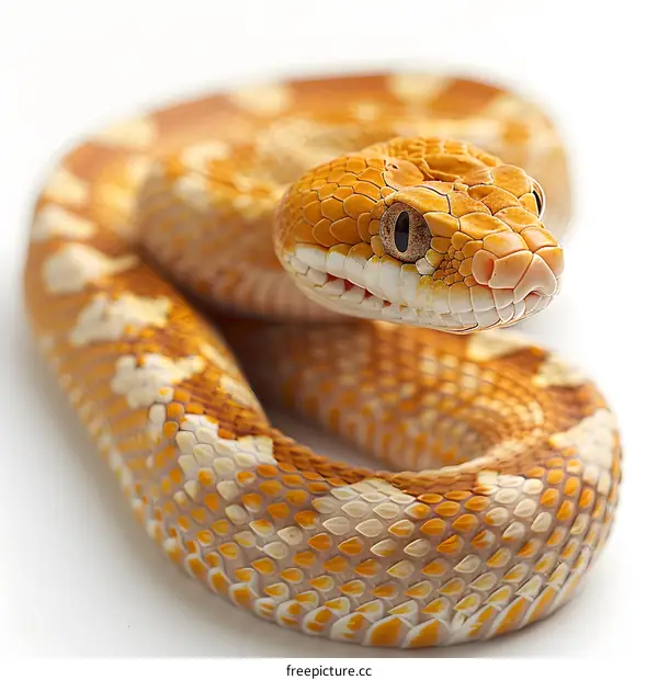 Albino Viper Snake on White Background