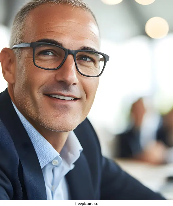 Portrait of a Smiling Businessman Wearing Glasses