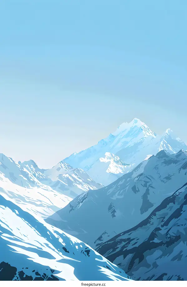 Blue Mountains Illustration, Winter Landscape