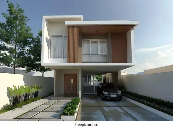 Modern Minimalist House with Wooden Accents