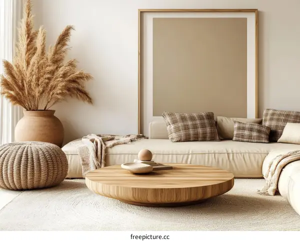 Modern Boho Living Room Interior Design Illustration