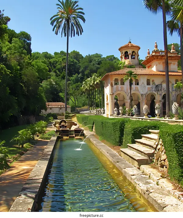 Water Fountain in the Garden of a Spanish Villa