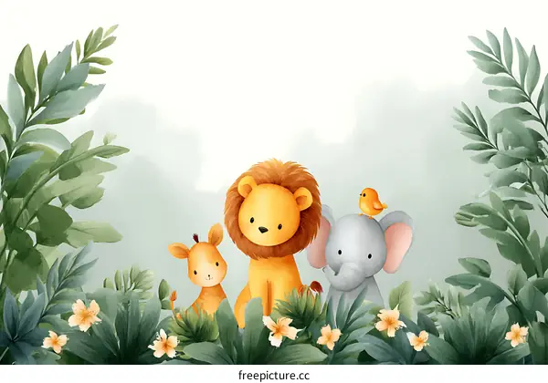 Adorable Jungle Animals Illustration