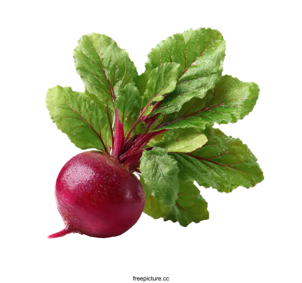 [Transparent Background PNG]Fresh Beetroot with Leaves Close-up