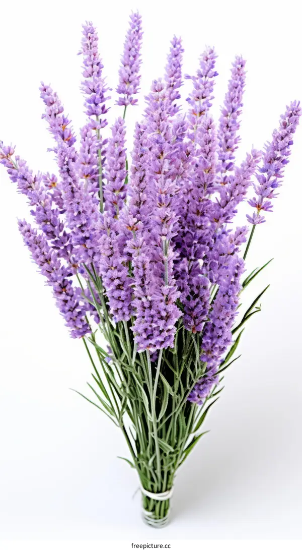 A beautiful bouquet of lavender flowers isolated on a white background