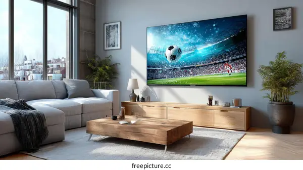 Modern Living Room with Large TV