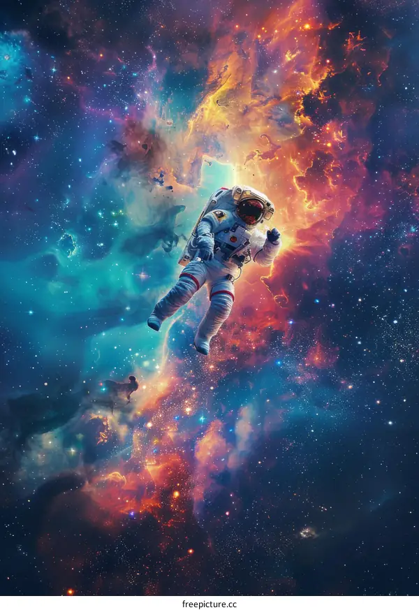Astronaut floating in the vastness of space