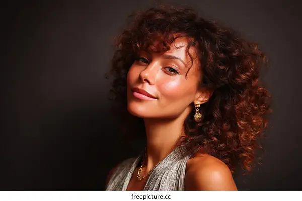 Close-up Portrait of a Woman with Curly Hair