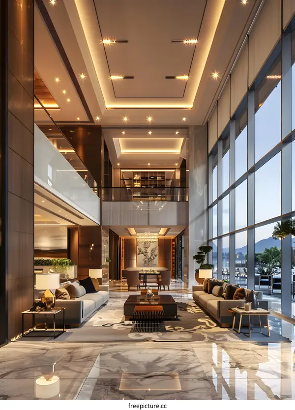Luxury hotel lobby