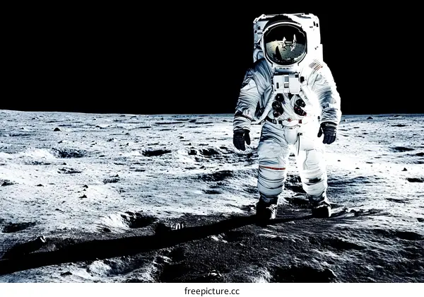 Astronaut on the Moon Surface Illustration