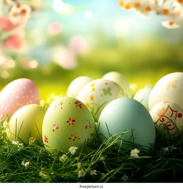 Easter Eggs in a Grass Nest