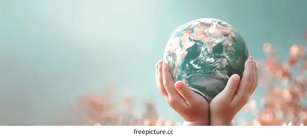 Childrens Hands Holding Earth Globe Representing Environmentalism