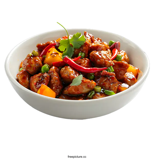 [Transparent Background PNG]Spicy Chicken Stir Fry with Vegetables