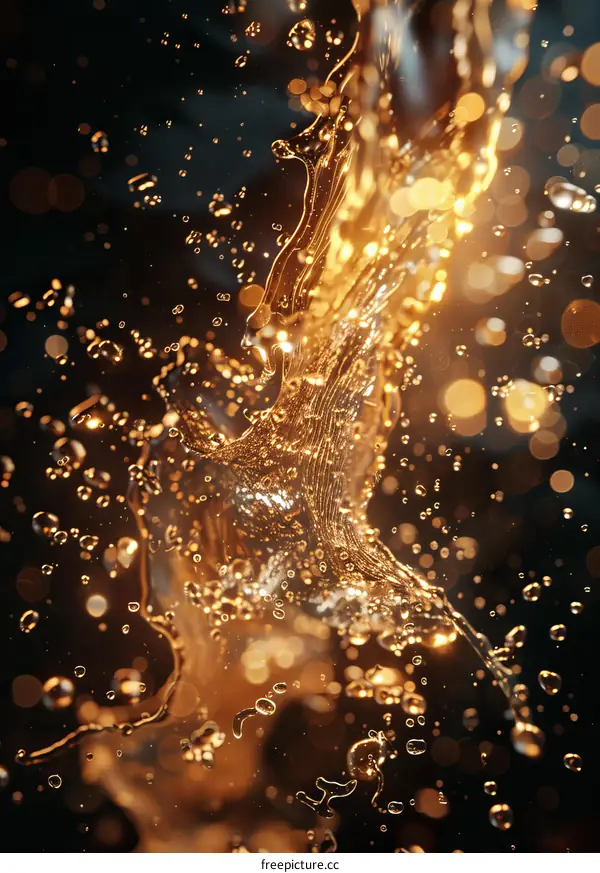 Abstract Golden Liquid Splash