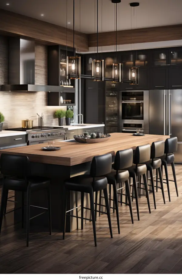 Modern Kitchen With Black Accents