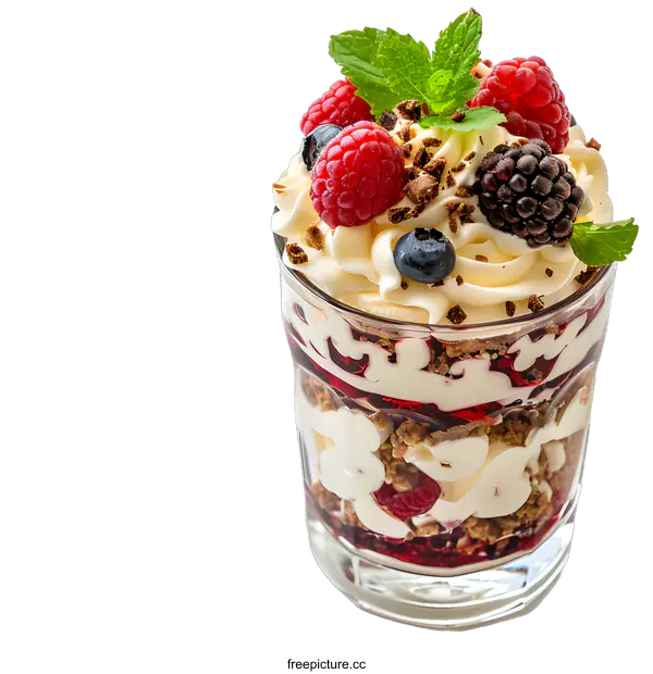 [Transparent Background PNG]Fresh berries with cream