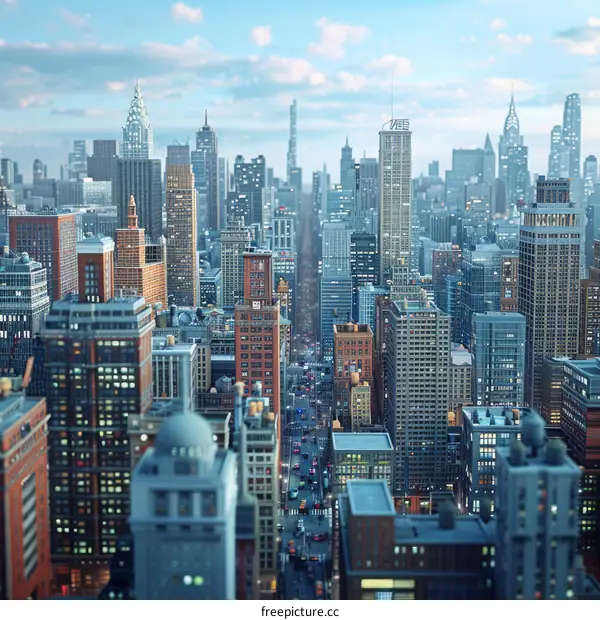 Digital Illustration of a Modern City Skyline