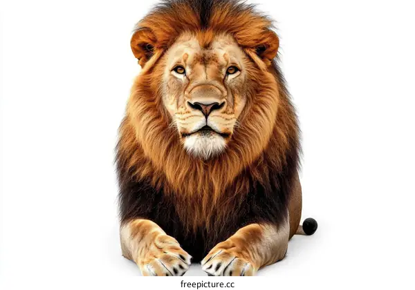 Majestic Lion Portrait Against White Background