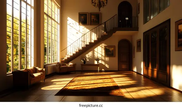 Sunbeams Shining Through Windows in Luxurious Home Interior