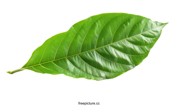 [Transparent Background PNG]Single Green Leaf on White Background