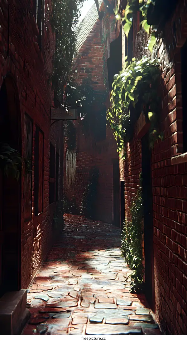 Cobblestone Alleyway in a Medieval Town