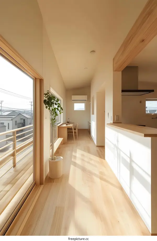 Modern Minimalist Japanese Home Interior Design with Wooden Flooring and Natural Light