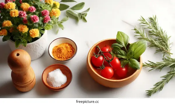 Fresh Herbs and Vegetables Food Arrangement