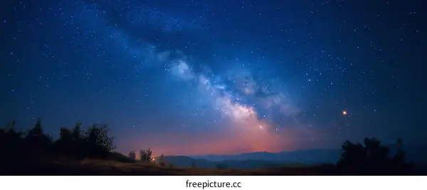 Milky Way Across Night Sky Over Hills