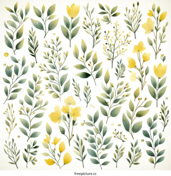 Yellow flower and green leaves