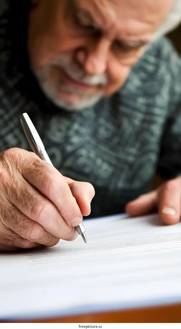 Close up of Hand Signing Document
