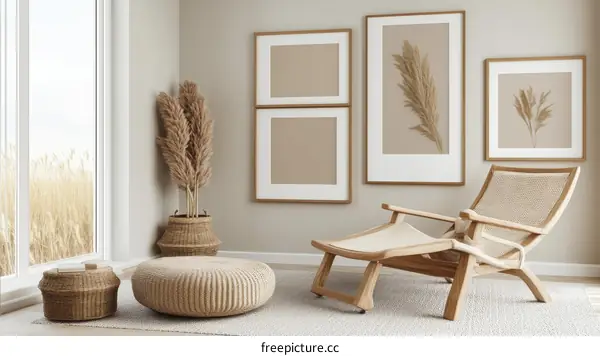 Bohemian Corner Seating Area with Artwork