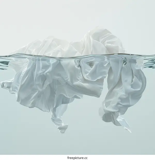 White Fabric Floating in Water with Ripples